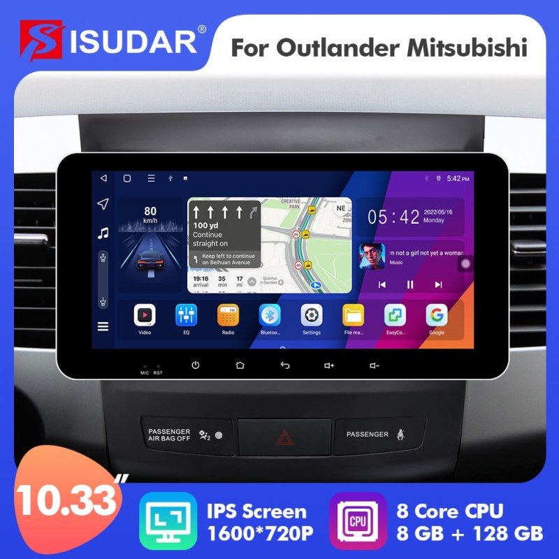 T72 10.33 Inch RDS Car Radio For OUTLANDER MITSUBISHI 2007 2008 2009 -2012