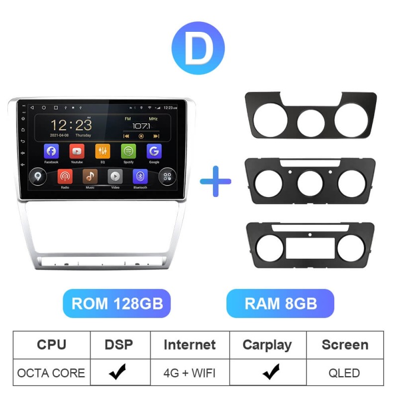 Isudar T72 1 Din 4G Android Auto Radio For Skoda Octavia 2009 2010 2011 2012 2013
