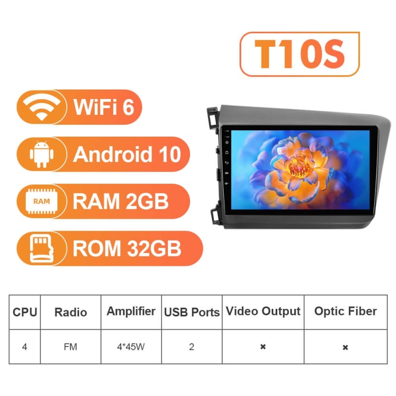 NEW! Android 13 For Honda Civic 2012-2015 2K screen Android Auto 9” Car Radio