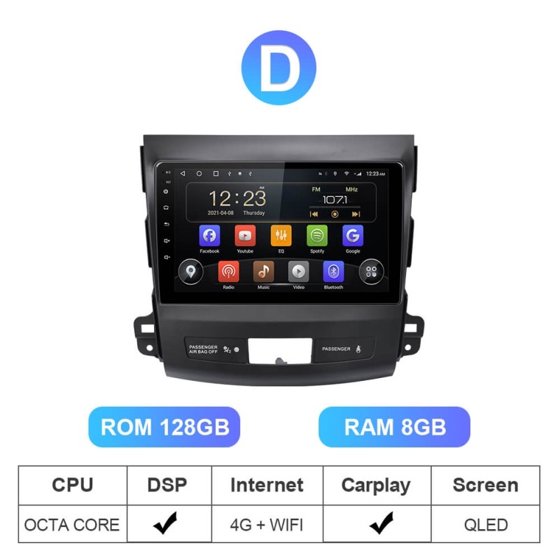 128G Carplay Car Radio For OUTLANDER MITSUBISHI 2007 2008 2009 -2012