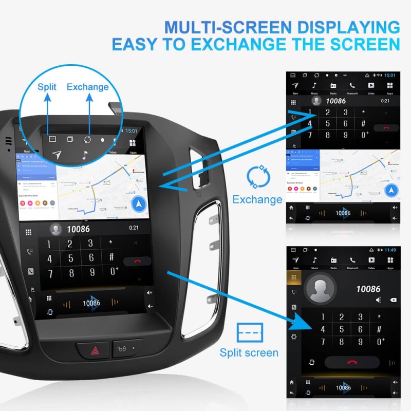 ISUDAR Tesla style 1 Din Android Car Radio For Ford/Focus 2012-