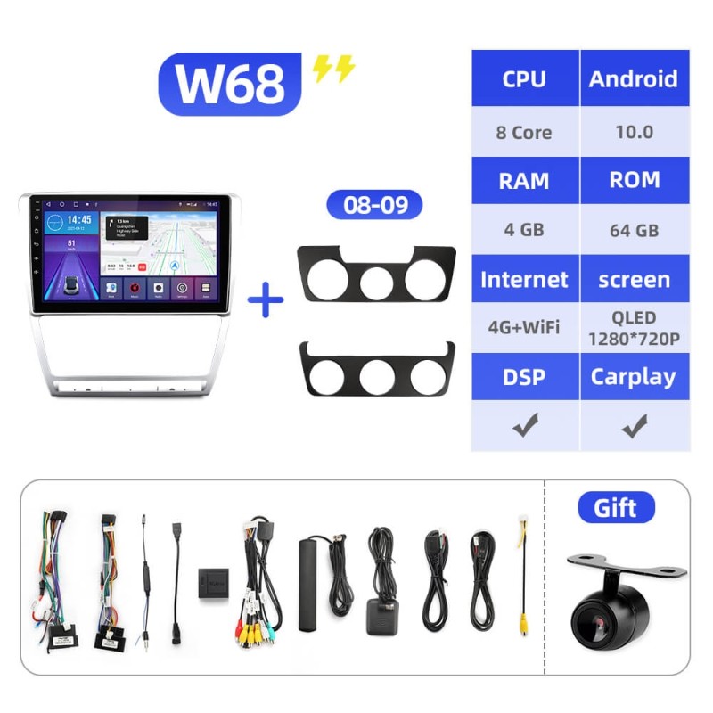 ISUDAR W68 4G SIM Card Android 10 Car Radio For Skoda Octavia A5 2009 2010 2012 2013