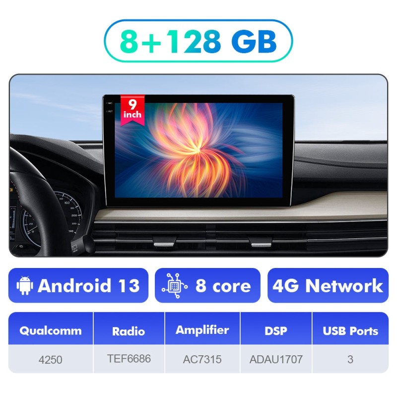 Q6 Qualcomm Android 13 For Universal screen 9" 10.1" multimedia car radio DSP ADAU