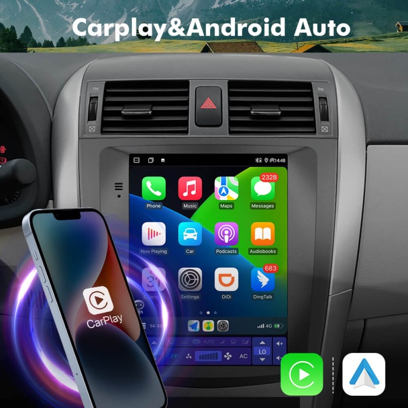 ISUDAR Android 12 Car Radio For Toyota Corolla E140 E150 2006-2013 Multimedia Player 2Din Tesla Vertical GPS Carplay Auto Stereo