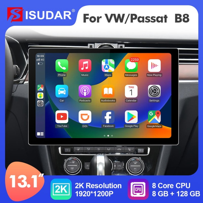 ISUDAR T72 2K 13.1 Inch 8 Core Android 12 Car Radio For VW/Volkswagen Passat B8 2015-