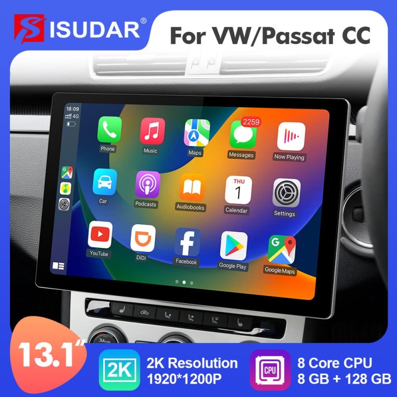 ISUDAR T72 2K 13.1 Inch 1920*1200P Android 12 Car Radio For VW Passat B6 B7