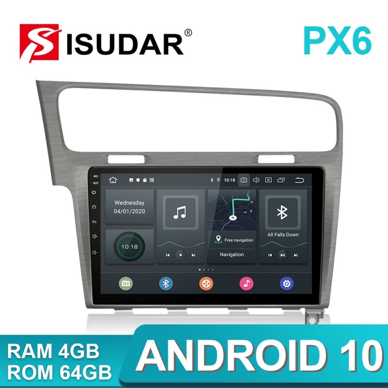 Isudar PX6 1 Din Auto Radio Android 10 For Volkswagen/Golf 7