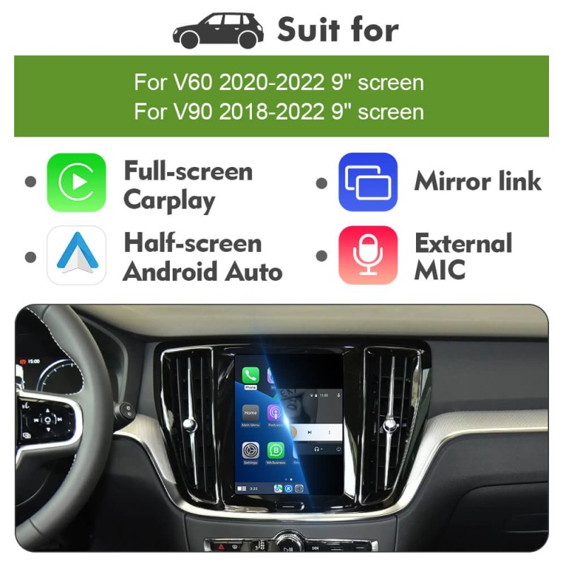 ISUDAR V2 Apple Carplay Kit Module for Sensus upgrade Volvo XC90/XC60/XC40/S90/S60/V60 Full Vertical Screen Seamless Connectivity