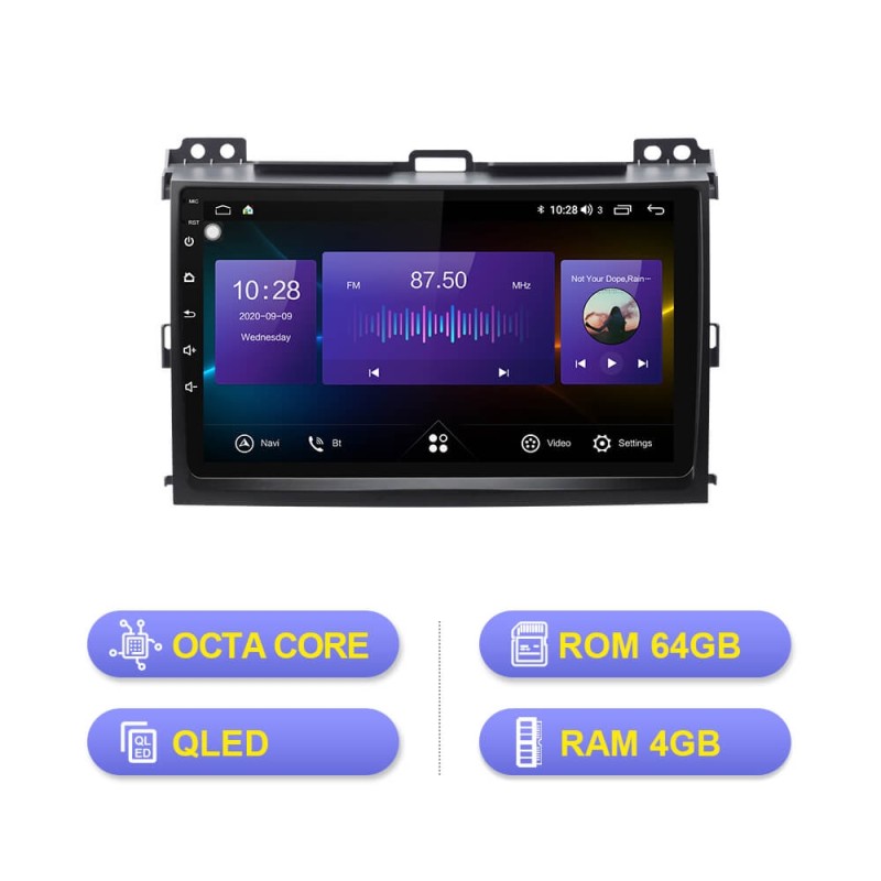 Isudar Auto radio 8 core GPS For TOYOTA/Prado J120 2004-2009