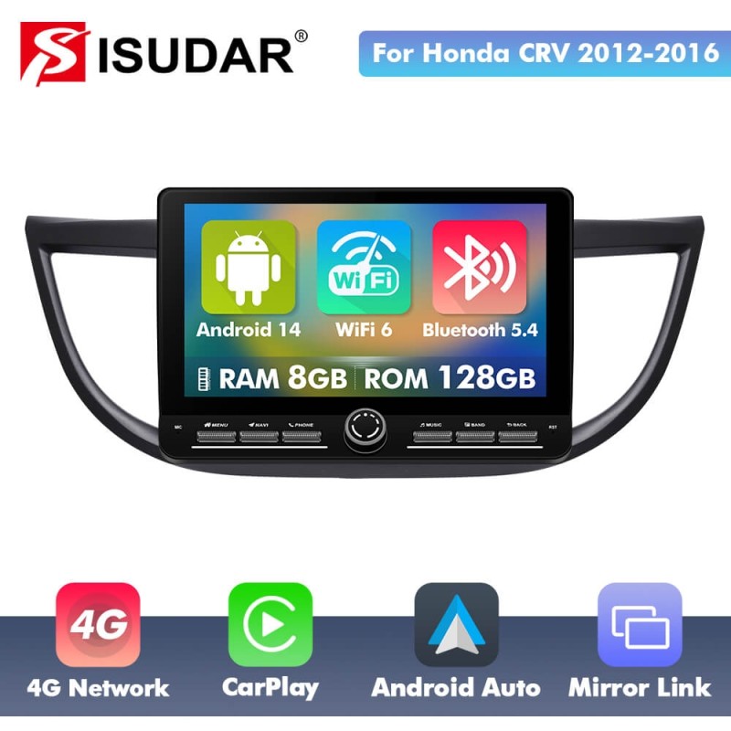 10 inch Android 14 New Design Angle Key 2.0 Touch Screen Car Radio Button Car Stereo For Honda/CRV/CR-V 2012-2016