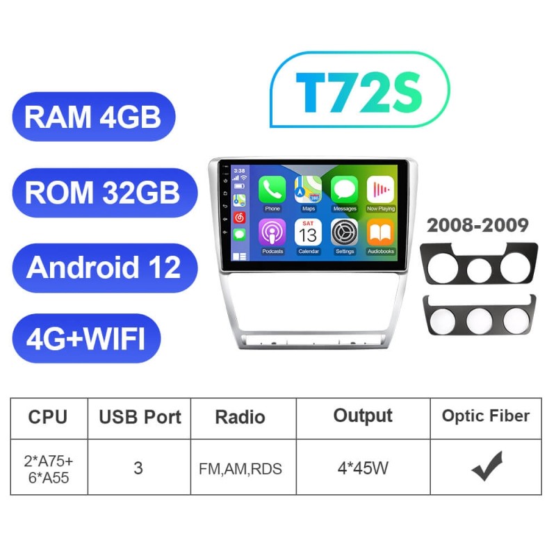 ISUDAR T72 Android Car Radio Multimedia For Skoda Octavia A5 2009 2010 2012 2013