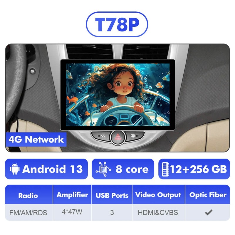 NEW! 11.5” Android 13 For Hyundai Solaris 1 Accent 2010-2016 Car Radio 2K HD Screen