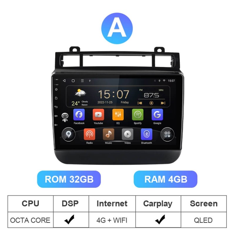 QLED screen Car Radio Multimedia For Volkswagen Touareg FL NF 2010 - 2018