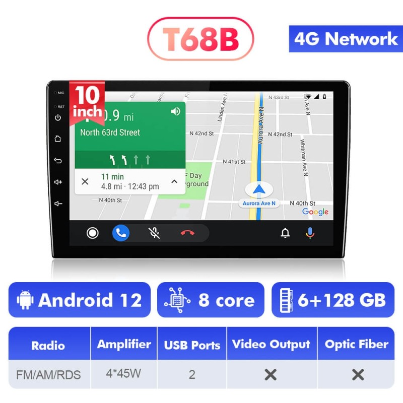 T72/T10s Android 13 universal Car Multimedia 9 inch 10 inch Player Radio Stereo Navigation