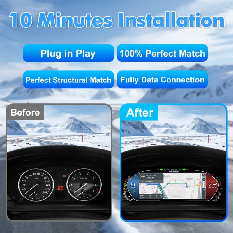 For BMW E60 E61 E63 E64 Digital Carplay dashboard Instrumental Cluster Speedometer Screen