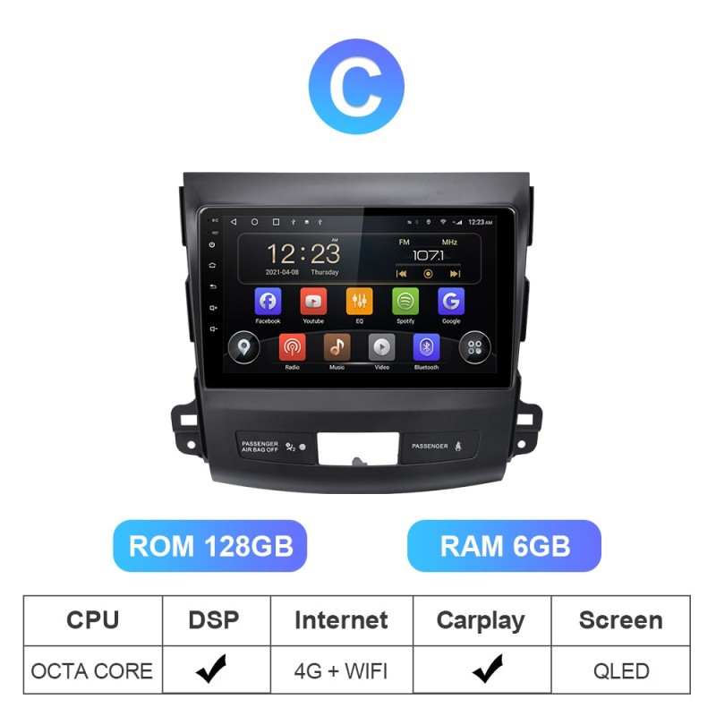 128G Carplay Car Radio For OUTLANDER MITSUBISHI 2007 2008 2009 -2012