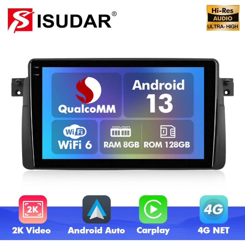 Q6 Qualcomm Android 13 For BMW 3 Series E46 M3 1998-2005 9" screen multimedia car radio DSP ADAU