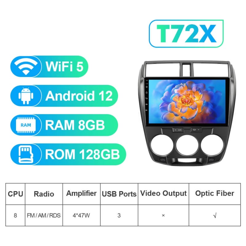 NEW! Android 13 Car Radio For Honda City 2008-2013 Multimedia Video Player Navigation GPS 4G