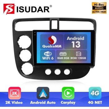 Q6 Qualcomm Android 13 For Honda Civic 2001-2005 9" screen multimedia car radio DSP ADAU
