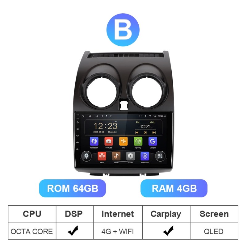 QLED Android 10 Car Radio For Nissan Qashqai 1 J10 2006-2013