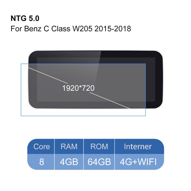 Isudar Autoradio Navigation 10.25' IPS Screen GPS for Mercedes Benz C Class W205 2014-2018