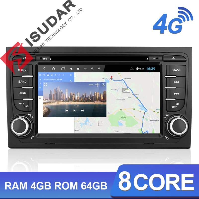 ISUDAR H53 2 Din Android Car Radio For Audi/A4/S4 2002-2008