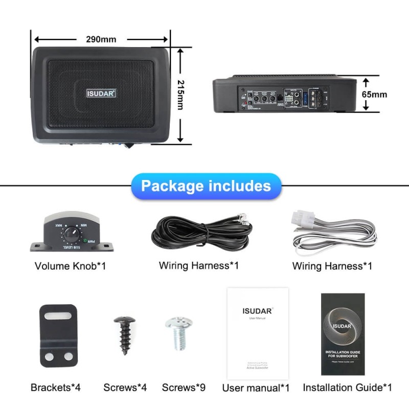 ISUDAR SU6901 Car Underseat Subwoofer Active Amplifier