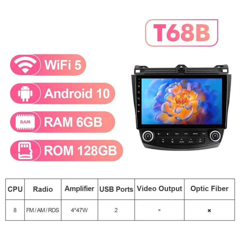 NEW! Android 10-Android 13 QLED Android Auto 10” Car Radio For Honda/Accord 7 2003-2007 With Carplay and Android Auto