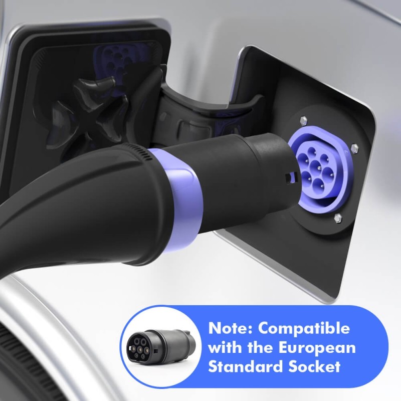 ISUDAR Electric Vehicle Charging Connector J1772 Type 1 to IEC 62196 Type 2 EV Car Adapter Type 1 to Tesla Model Y/S/3 Electric