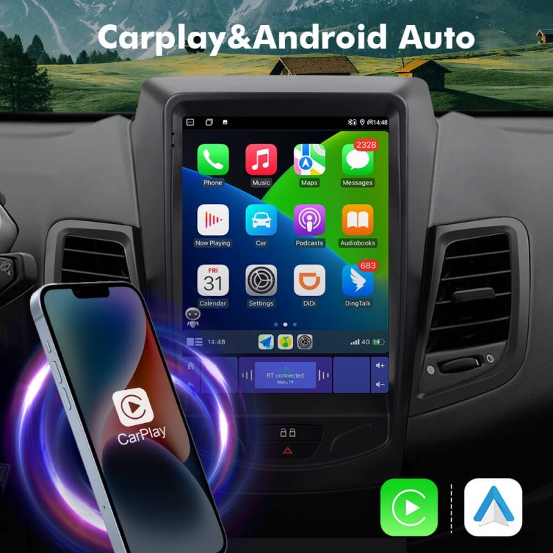 ISUDAR Android 12 Car Radio For Ford Fiesta MK7 2009-2016 Multimedia Player 2 Din Tesla Vertical Screen GPS Carplay Auto Stereo