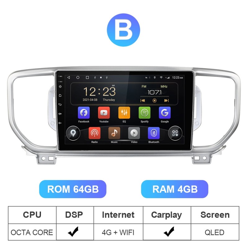 T72 Android Auto Radio For KIA/KX5/Sportage 3 4 2016 2017 2018 2019 GPS