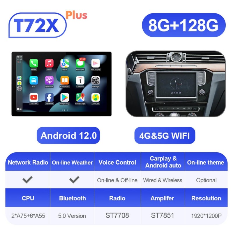ISUDAR T72 2K 13.1 Inch 8 Core Android 12 Car Radio For VW/Volkswagen Passat B8 2015-