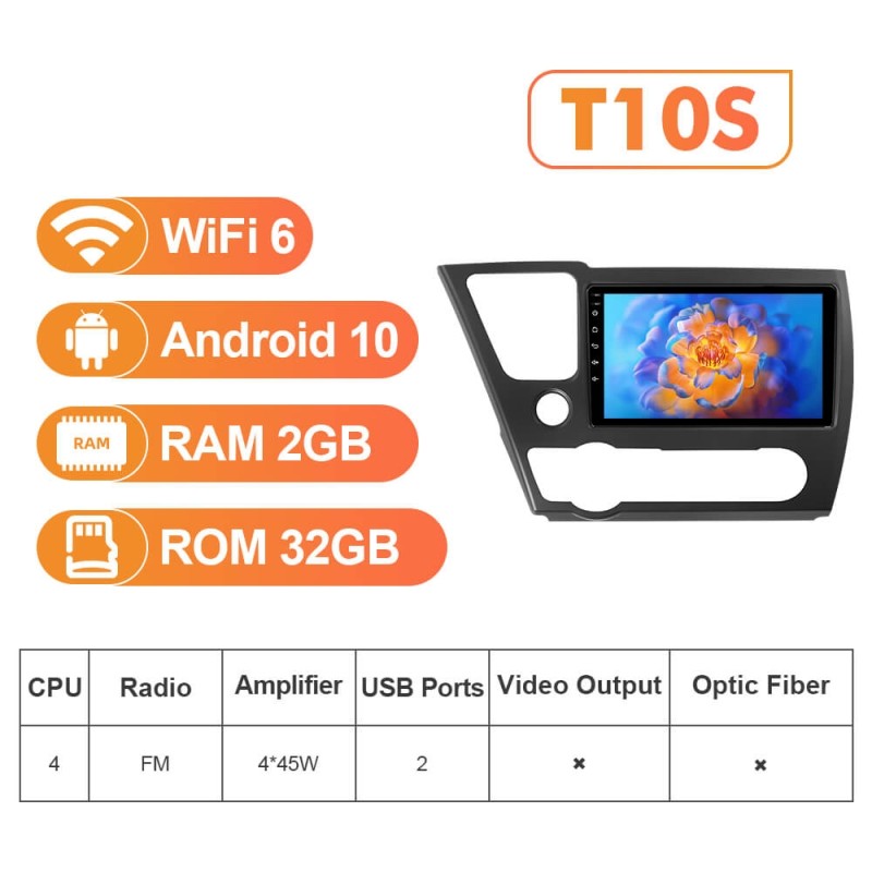 NEW! Android 13 Car Radio For Honda Civic 2013 2014 2015 2016 Multimedia Video Player Navigation GPS 4G