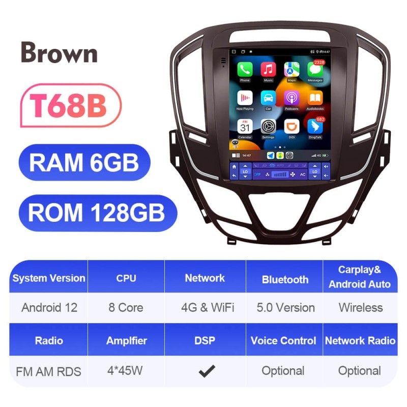 ISUDAR Android 12 Car Radio for Opel Insignia 2014-2018 with Tesla sytle screen