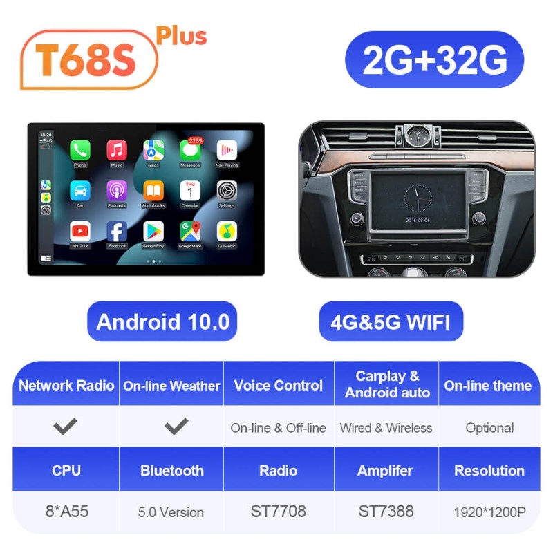 ISUDAR T72 2K 13.1 Inch 8 Core Android 12 Car Radio For VW/Volkswagen Passat B8 2015-