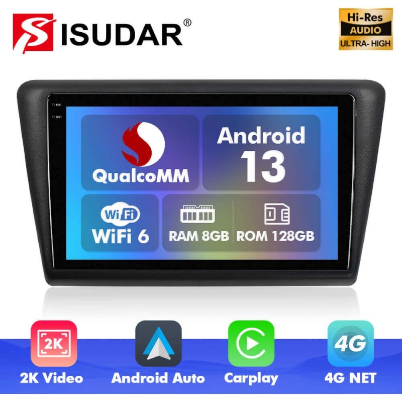 Q6 Qualcomm Android 13 For Skoda Rapid 2013-2019 9 screen multimedia car radio DSP ADAU