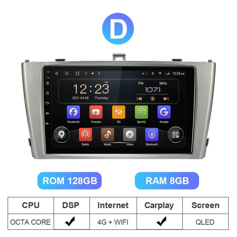 ISUDAR T72 QLED Android 10 Car Multimedia Radio For Toyota Avensis GPS Stereo System Voice Control 8 Core RAM 8G FM 4G no 2din