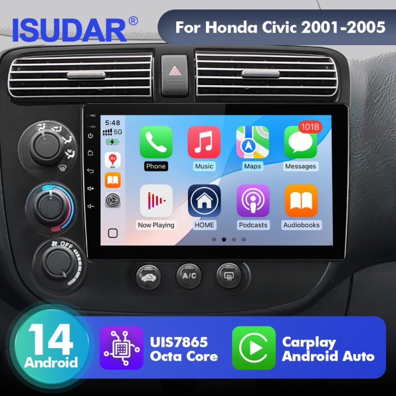 For Honda Civic 2001-2005 Upgrade from T72 - T75 Android 14 UIS7865 Car Radio