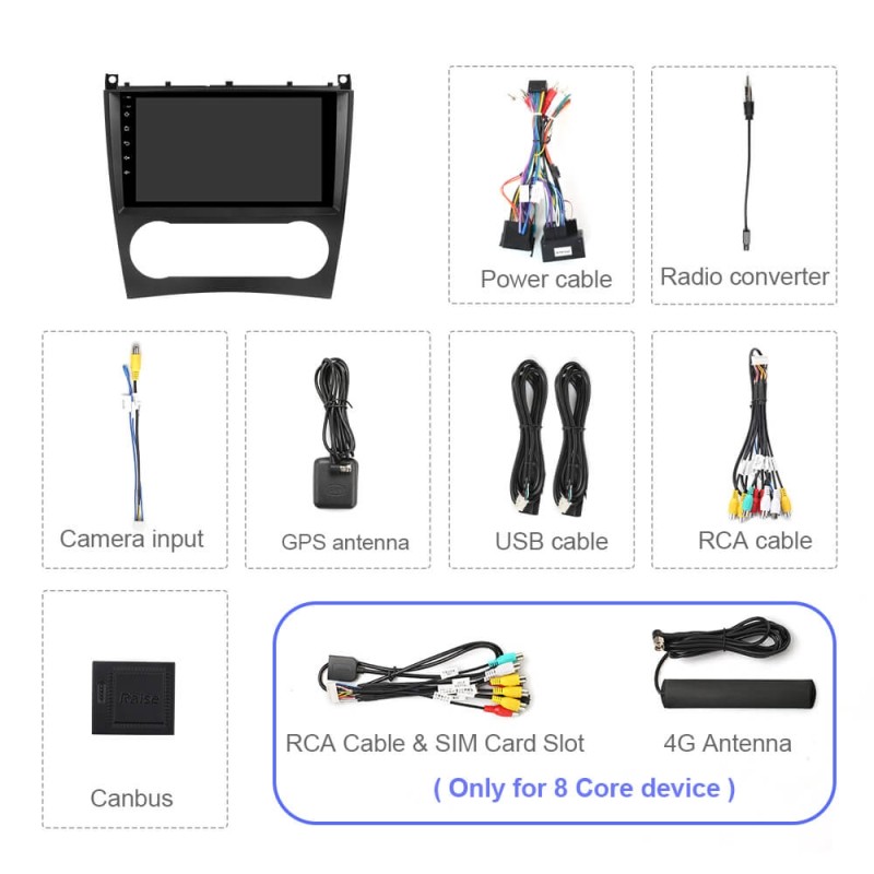 ISUDAR For Mercedes-Benz C Class W203 CLK-CLASS C209 2005-2009 Android QLED 1280*720P Car Multimedia RDS Stereo