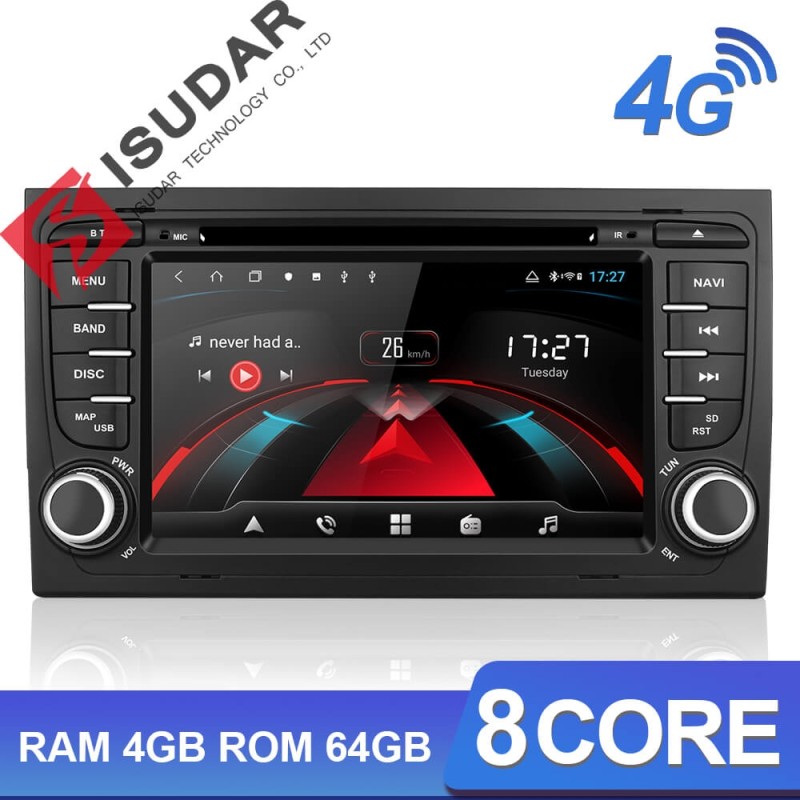 ISUDAR H53 2 Din Android Car Radio For Audi/A4/S4 2002-2008