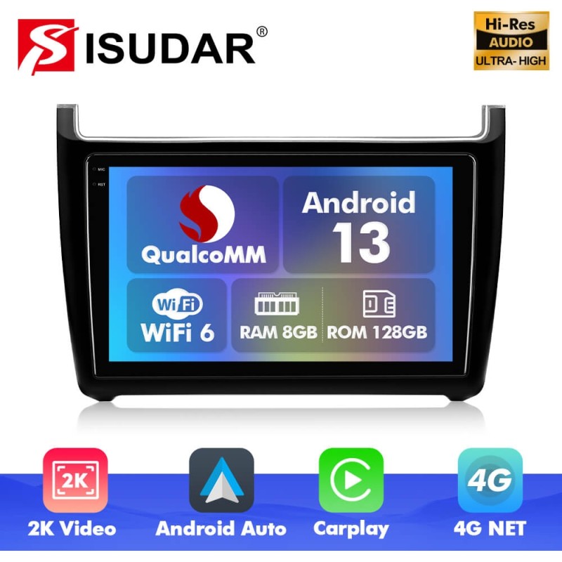 Q6 Qualcomm Android 13 For VW/Volkswagen/POLO Sedan 2009-2017 9" screen multimedia car radio DSP ADAU