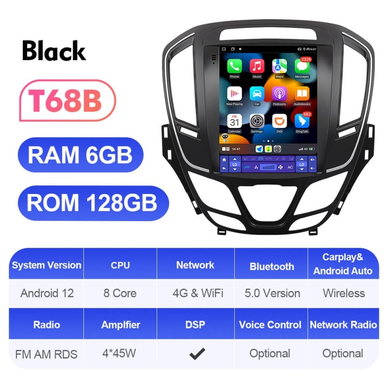 ISUDAR Android 12 Car Radio for Opel Insignia 2014-2018 with Tesla sytle screen