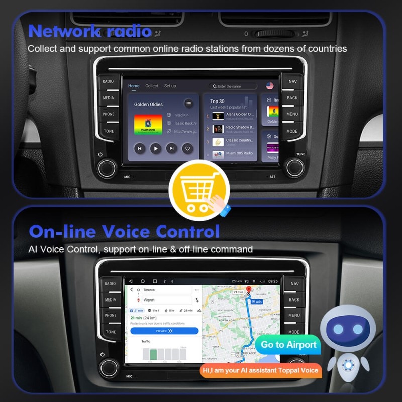 T72/T68/T19 NEW UPGRADE VW0702 7 inch 1024*600P Car Radio Multimedia For VW/Volkswagen/POLO/Golf/Skoda/Seat/Leon/PASSAT B6