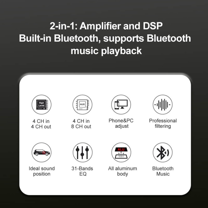 ISUDAR Plug and play DA0402 Auto Stereo DSP Amplifier 4 channels input