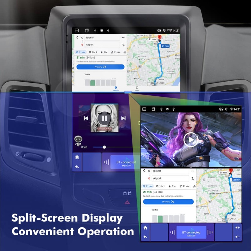 ISUDAR Android 12 Car Radio For Ford Fiesta MK7 2009-2016 Multimedia Player 2 Din Tesla Vertical Screen GPS Carplay Auto Stereo