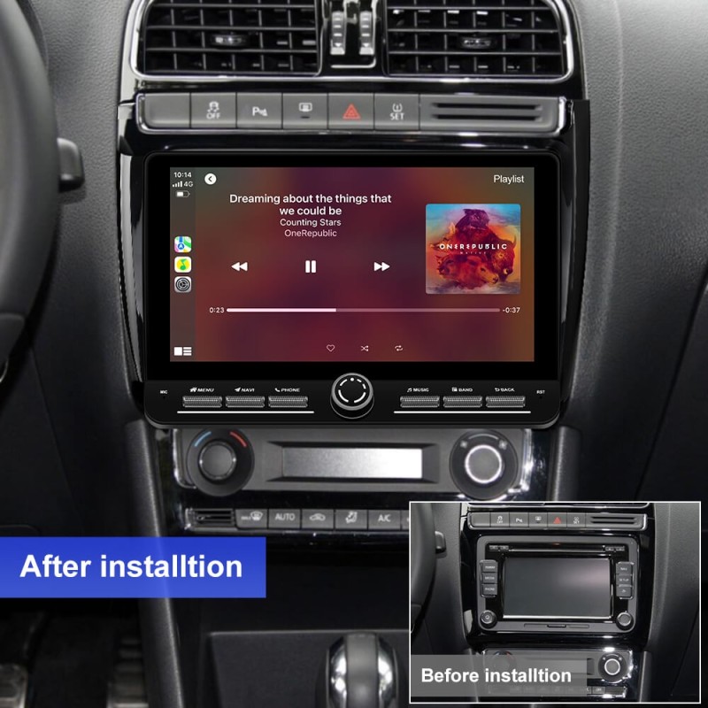 10 inch Android 14 New Design Angle Key 2.0 Touch Screen Car Radio Button Car Stereo For VW/Volkswagen/POLO Sedan 2009-2017