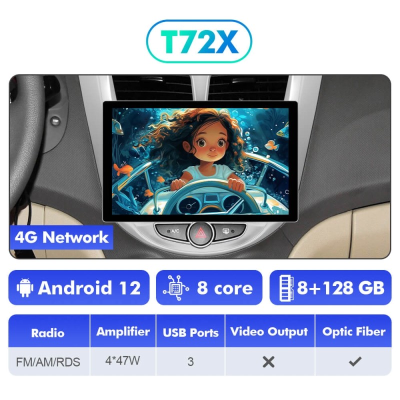 NEW! 11.5” Android 13 For Hyundai Solaris 1 Accent 2010-2016 Car Radio 2K HD Screen