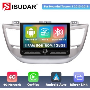 10 inch Android 14 New Design Angle Key 2.0 Touch Screen Car Radio Button Car Stereo For Hyundai/Tucson 3 2015-2018