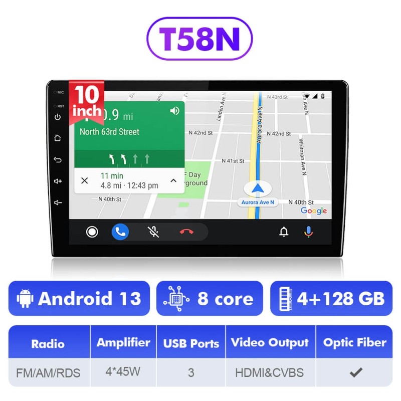 T72/T10s Android 13 universal Car Multimedia 9 inch 10 inch Player Radio Stereo Navigation