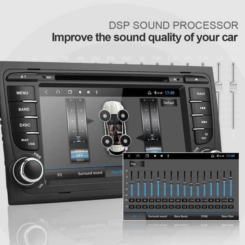 ISUDAR H53 2 Din Android Car Radio For Audi/A4/S4 2002-2008